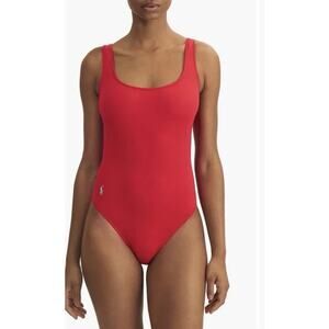 Polo Ralph Lauren Martinique One-Piece Swimsuit Cherry Red Sz M NEW $120 MSRP